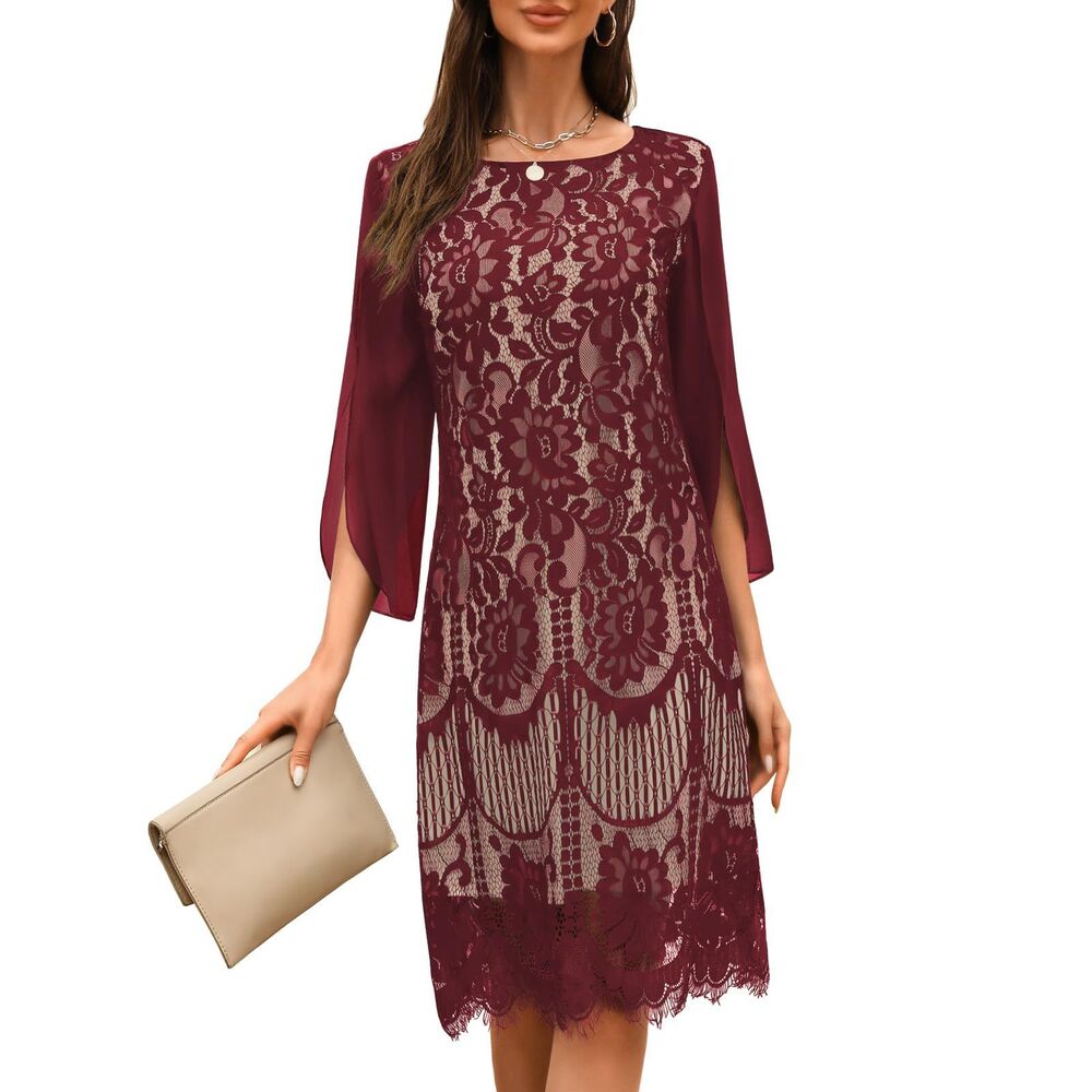 Lace Sequin Evening Midi Dress, Small, 8H-190D003